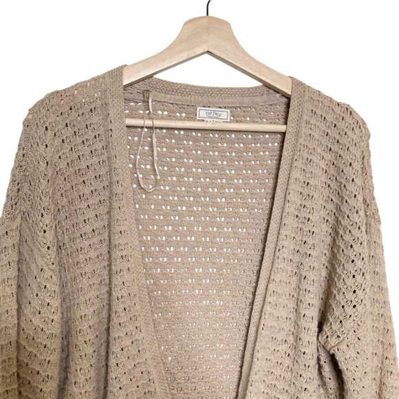 Fatface Womens Open Knitted Sweater Edge-Edge Cardigan Beige Open Front Size 2 - Picture 3 of 12